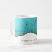 洗練された抽象芸術カスタムティール(緑がかった色)ブラックインクアート コーヒーマグカップ (正面左)