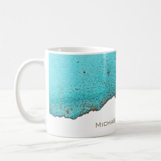 洗練された抽象芸術カスタムティール(緑がかった色)ブラックインクアート コーヒーマグカップ (左)