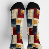 洗練された抽象芸術ソックス：レトロ幾何学的デザイン ソックス (上部)