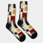 洗練された抽象芸術ソックス：レトロ幾何学的デザイン ソックス (右)