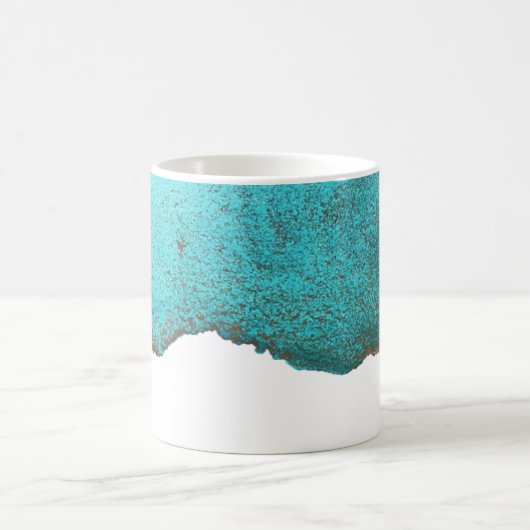 洗練された抽象芸術ターコイズ金ゴールドインクアート コーヒーマグカップ (中央)