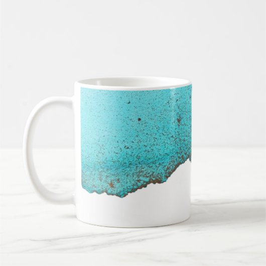 洗練された抽象芸術ターコイズ金ゴールドインクアート コーヒーマグカップ (左)
