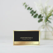 洗練された明白な専門のモダンで黒い金ゴールド 名刺 (スタンド正面)