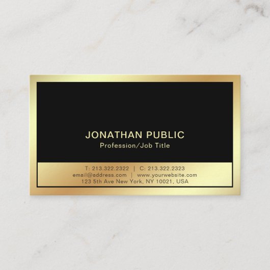 洗練された明白な専門のモダンで黒い金ゴールド 名刺 (正面)