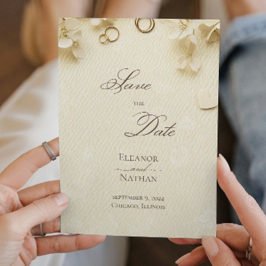 洗練された春夏の結婚式の日付を保存 招待状