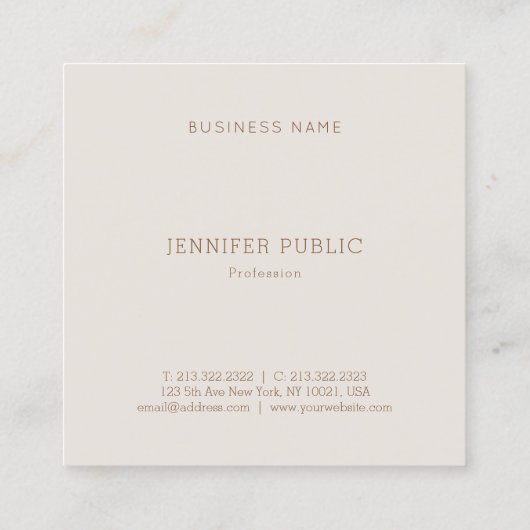 洗練された最小主義のモダンなテンプレートの贅沢 スクエア名刺 (裏面)