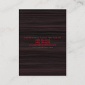 洗練された木目模様の赤いスクリプトプロフェッショナル 名刺 (裏面)