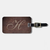 洗練された木製効果イニシャル ラゲッジタグ (正面横)