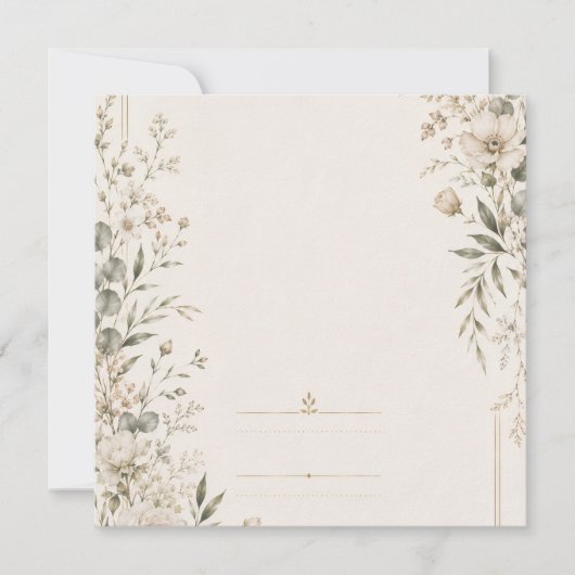 洗練された植物画が描かれた継承される結婚式の招待状 シーズンカード (正面)