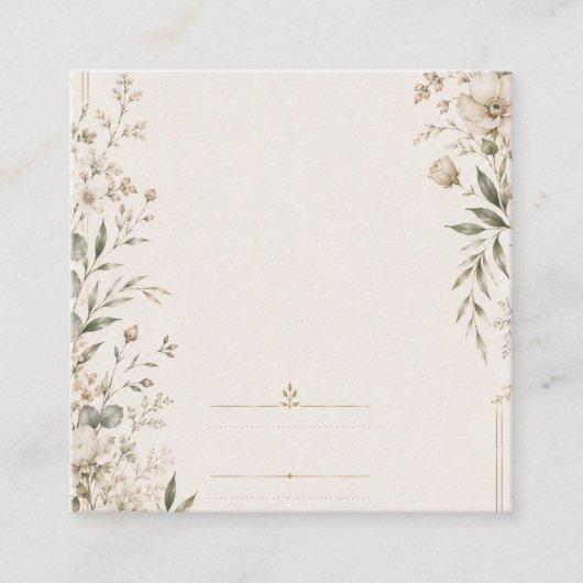 洗練された植物画が描かれた継承される結婚式の招待状 スクエア名刺 (正面)