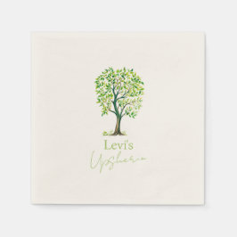 洗練された水の色のツリーUpsherin Upshernish スタンダードカクテルナプキン