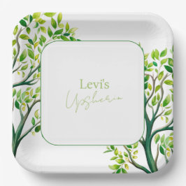 洗練された水の色のツリーUpsherin Upshernish ペーパープレート