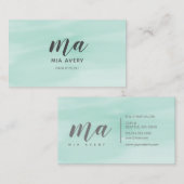 洗練された水の色のミントシンプル 名刺 (正面/裏面)