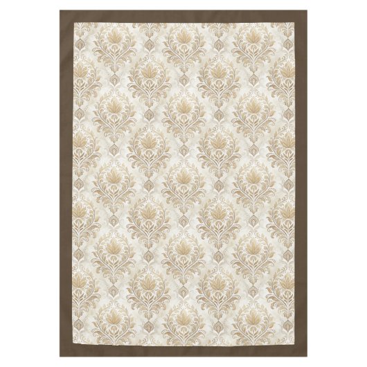 洗練された水の色ダマスク華美フローラモチーフ テーブルクロス (正面)