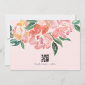 洗練された水彩花卉 青バック QR セーブザデート (裏面)