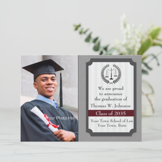 洗練された法学卒業写真 案内状 (スタンド正面)