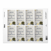 洗練された海軍と黄色のフローラワインラベル ラベル (フルシート)