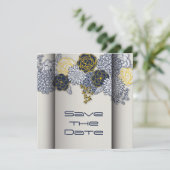 洗練された海軍と黄色のフローラ保存日付 セーブザデート (スタンド正面)