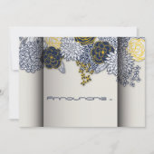 洗練された海軍と黄色のフローラ発表 招待状 (正面)