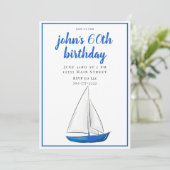 洗練された海軍ブルーの船のカクテルパーティー 招待状 (スタンド正面)