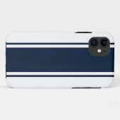 洗練された海軍ブルーレーシングストライプの白い上のレース Case-Mate iPhoneケース (裏面(横))