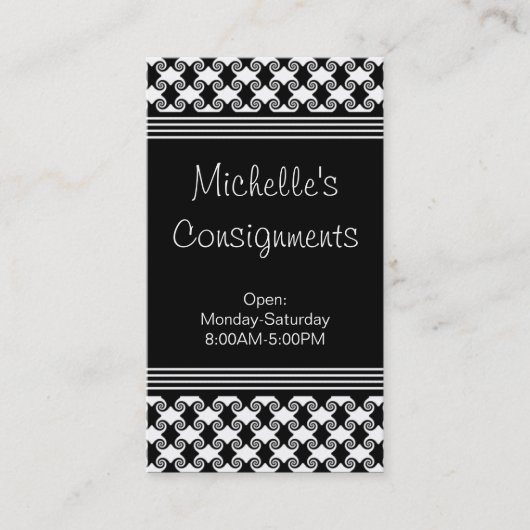 洗練された渦巻き状の名刺、白黒 名刺 (正面)