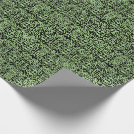 洗練された渦巻き |黒と緑 ラッピングペーパー