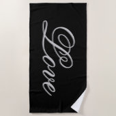 洗練された灰色の黒の愛 ビーチタオル (正面)