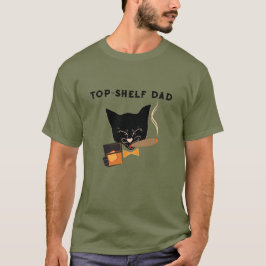 洗練された猫とトップシェルフパパ Tシャツ