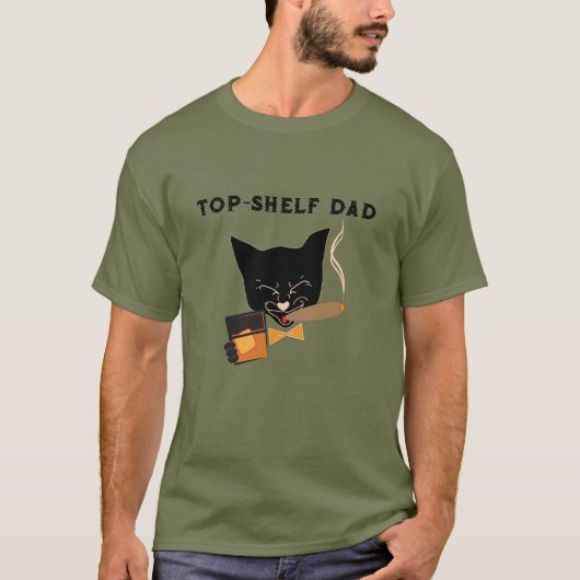 洗練された猫とトップシェルフパパ Tシャツ (正面)