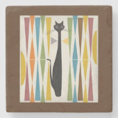 . .洗練された猫のストーンコースター ストーンコースター (正面)