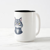 「洗練された猫の男の子マグ – Two-Tone Cat ツートーンマグカップ (正面右)