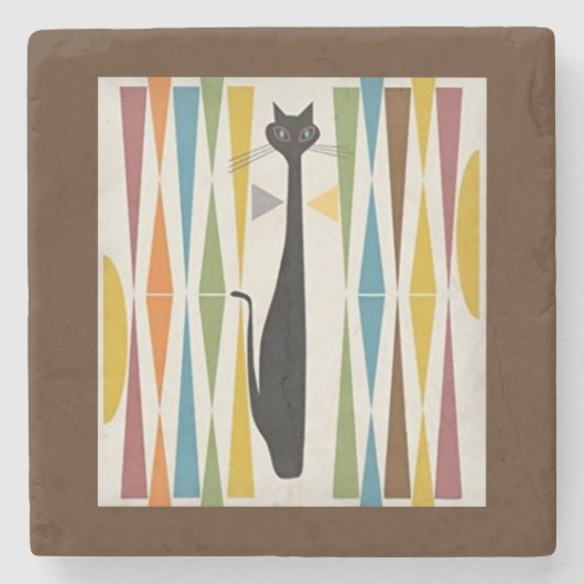 洗練された猫の石コースター ストーンコースター (正面)