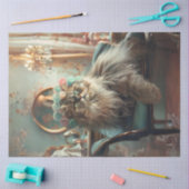 洗練された猫ピンクのセージサロンデコップティッス 薄葉紙 (クラフト)