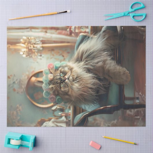 洗練された猫ピンクのセージサロンデコップティッス 薄葉紙 (クラフト)