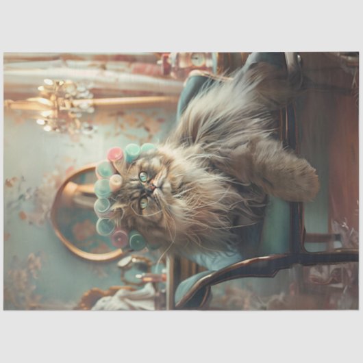 洗練された猫ピンクのセージサロンデコップティッス 薄葉紙 (正面)