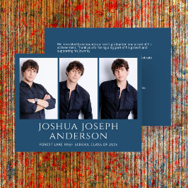 洗練された王室のブルーの卒業写真の発表 ノートカード