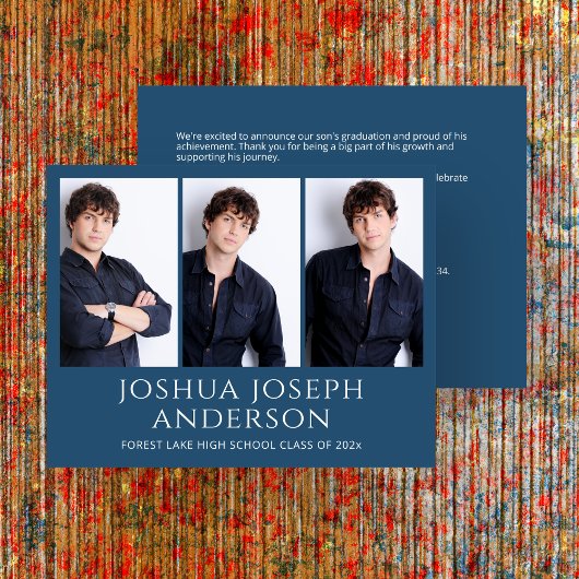 洗練された王室のブルーの卒業写真の発表 ノートカード