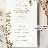洗練された白と金のホイル離れの全てが続く オールインワン招待状
