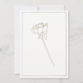 洗練された白の偽金色の芍薬の花のウェディング 招待状 (裏面)