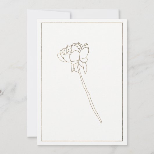 洗練された白フェイク金ゴールド牡丹フローラ結婚の 招待状 (裏面)