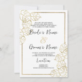 洗練された白金ゴールドの熱帯結婚の葉 招待状 (正面)