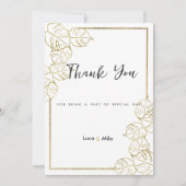洗練された白金ゴールド熱帯性の葉ありがとう 招待状 (正面)