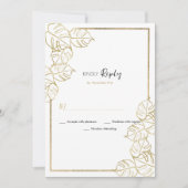 洗練された白金ゴールド熱帯葉RSVP 招待状 (正面)