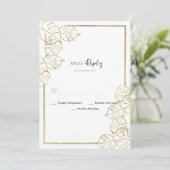 洗練された白金ゴールド熱帯葉RSVP 招待状 (スタンド正面)