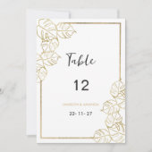 洗練された白金ゴールド熱帯表の番号 招待状 (正面)