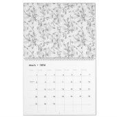 洗練された白黒のフローラ、ハイライトモチーフ カレンダー (3月 2026)