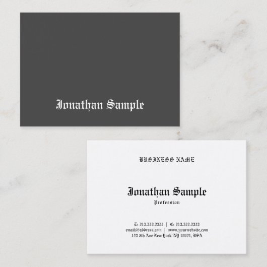 洗練された白黒の古い英国の文字のカッコいい 名刺 (正面/裏面)