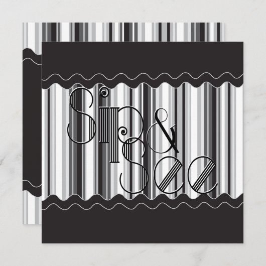 洗練された白黒のsipと参照2 招待状 (正面/裏面)