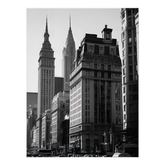 洗練された白黒シティ建物 ポスター (正面)